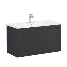 Vitra Root Classic 68740 Lavabo Dolabı, Kapaklı, 100 Cm, Mat Grafit, Yuvarlak Lavabolu